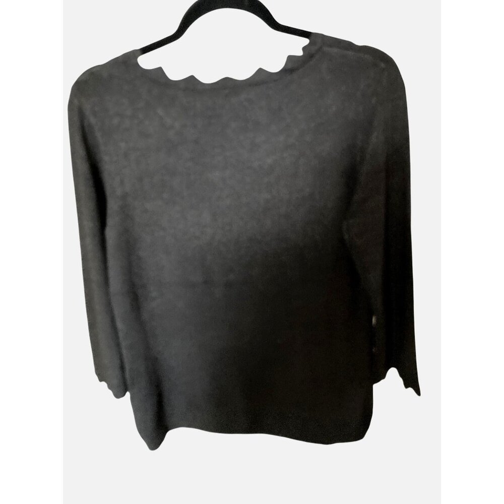 Philosophy Womens 3/4 Sleeve Dark Gray Waved Cut Sweater NWT Medium - Picture 4 of 7